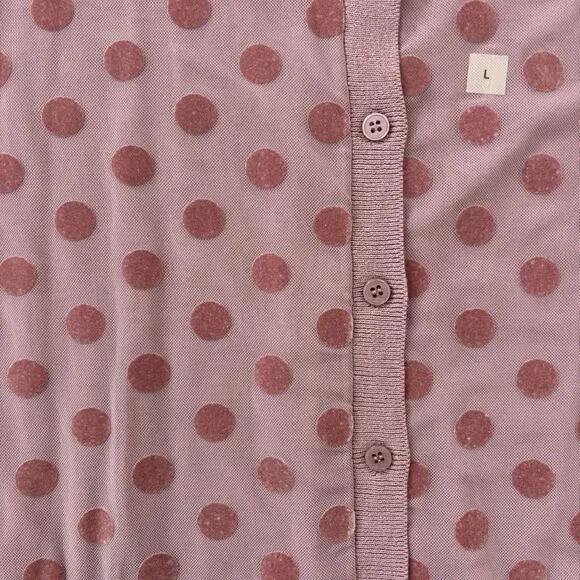 Ann Taylor LOFT Cardigan Sweater Womens Size L Mauve Polka Dot Button Front NWT - Picture 5 of 7